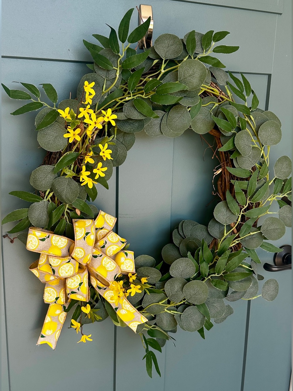 Lemon Grapevine Wreath | Summer Front Door Decor | Handmade Farmhouse Wreath - Picture 2 of 6